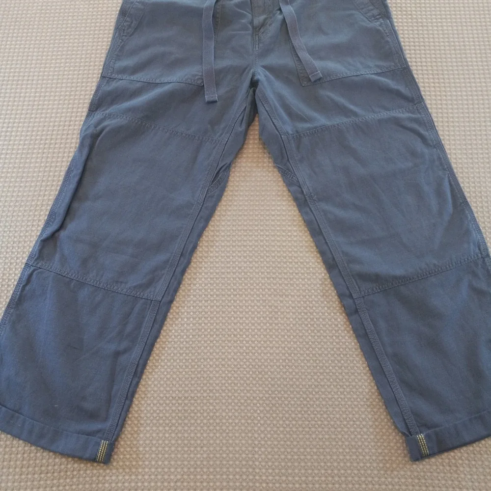 Banana Republic Mens Navy Blue Cotton Linen Relaxed Fit Utility Drawstring Pants